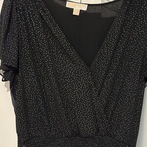 Michael Kors Black and White Dotted Blouse